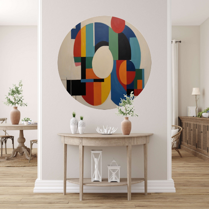 Geometrische Dans van Vorm en Kleur forex muurcirkel