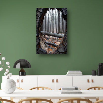 Bos na de regen door omgevallen boom canvas