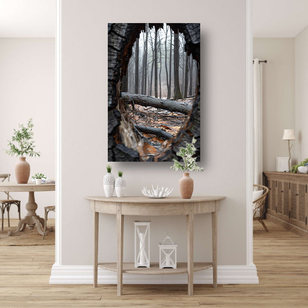 Bos na de regen door omgevallen boom canvas