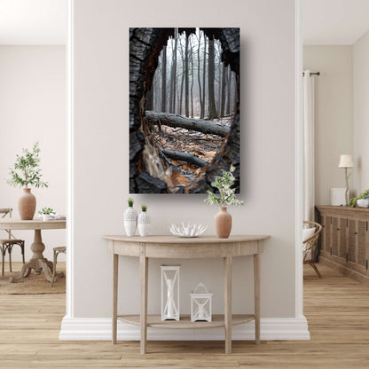 Bos na de regen door omgevallen boom canvas
