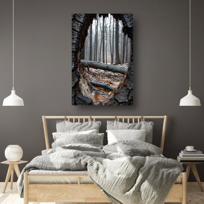 Bos na de regen door omgevallen boom canvas