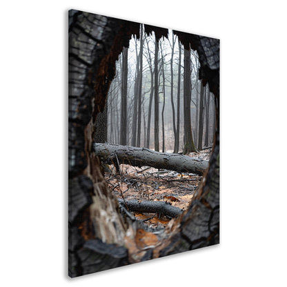 Bos na de regen door omgevallen boom canvas