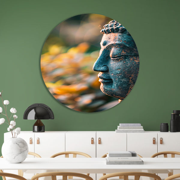 Portret van een Meditatieve Boeddha aluminium muurcirkel