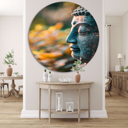 Portret van een Meditatieve Boeddha aluminium muurcirkel