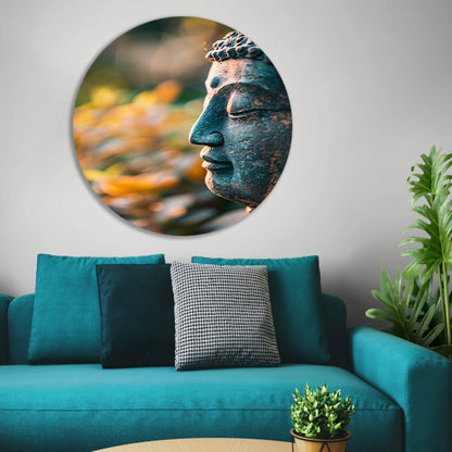 Portret van een Meditatieve Boeddha aluminium muurcirkel