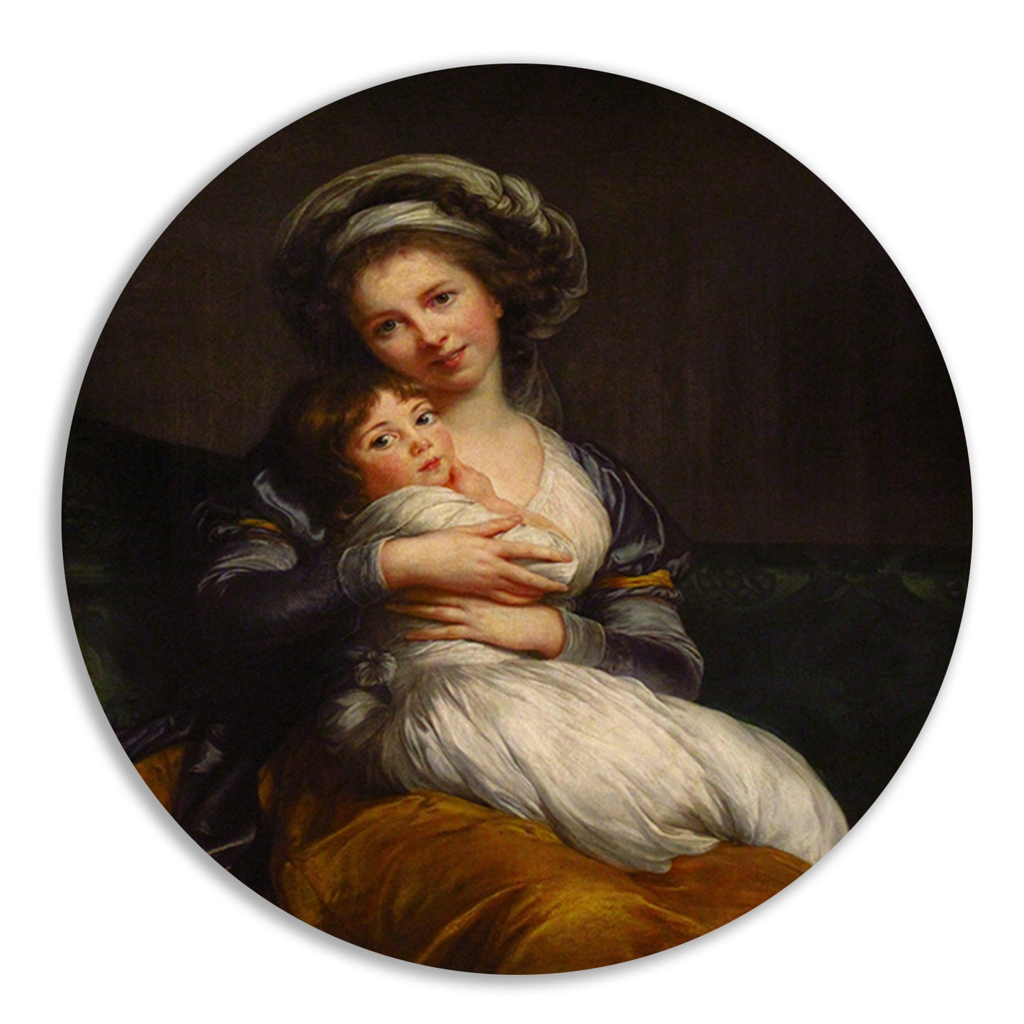 Zelfportret met haar dochter - Élisabeth Louise Vigée Le Brun aluminium muurcirkel