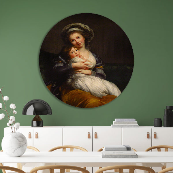 Zelfportret met haar dochter - Élisabeth Louise Vigée Le Brun aluminium muurcirkel