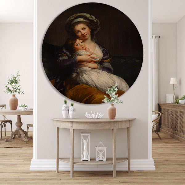 Zelfportret met haar dochter - Élisabeth Louise Vigée Le Brun aluminium muurcirkel