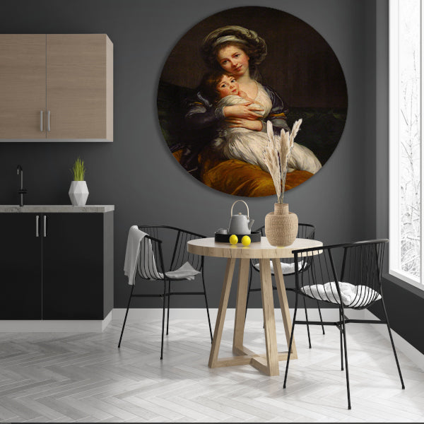 Zelfportret met haar dochter - Élisabeth Louise Vigée Le Brun aluminium muurcirkel