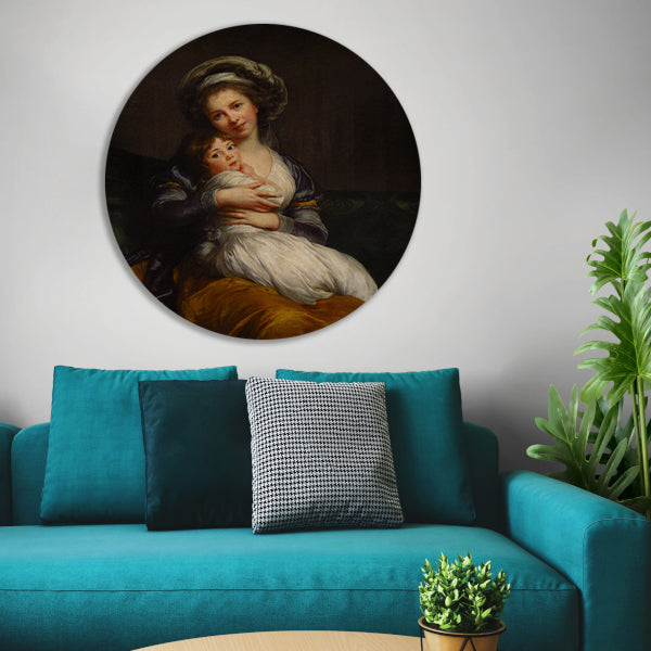 Zelfportret met haar dochter - Élisabeth Louise Vigée Le Brun aluminium muurcirkel