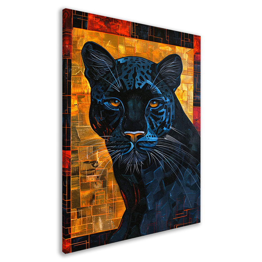 Moderne abstracte kunst van zwarte panter canvas