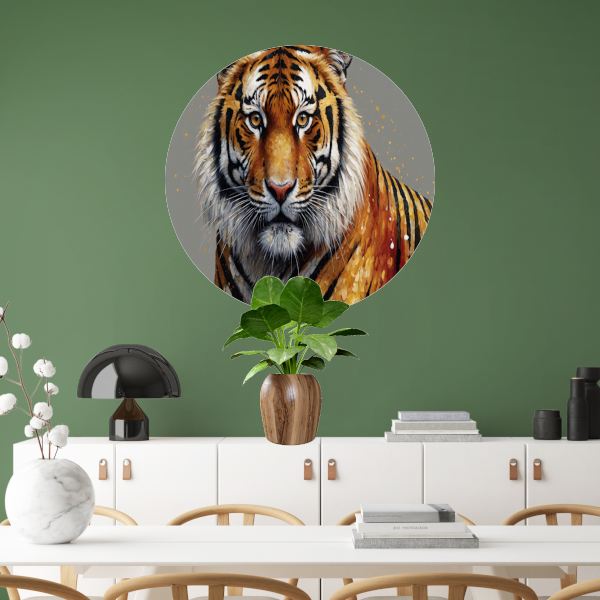 De Stille Kracht van de Elegante Tijger aluminium muurcirkel