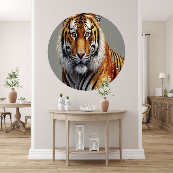 De Stille Kracht van de Elegante Tijger aluminium muurcirkel