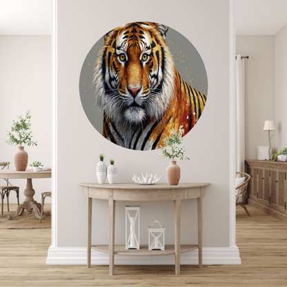 De Stille Kracht van de Elegante Tijger aluminium muurcirkel