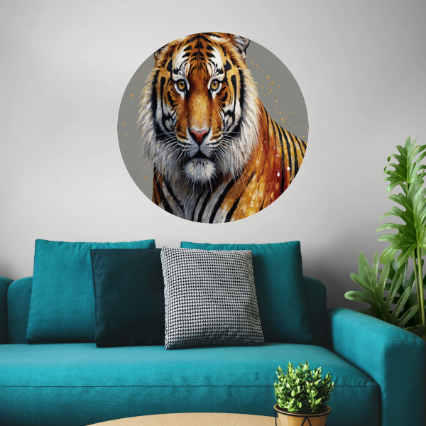 De Stille Kracht van de Elegante Tijger aluminium muurcirkel