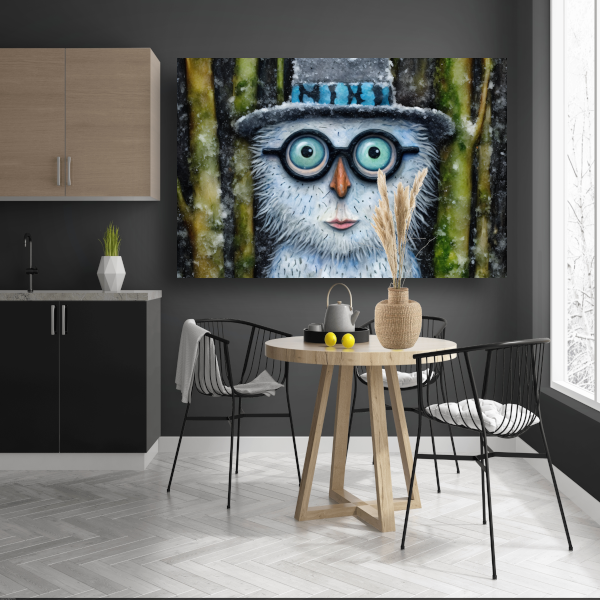 Uil met Modieuze Bril in Sneeuw acrylglas