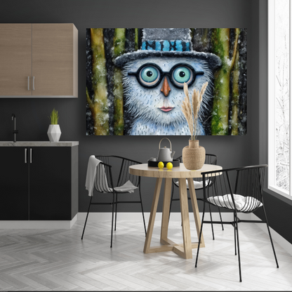 Uil met Modieuze Bril in Sneeuw acrylglas