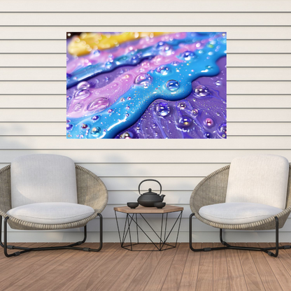 Kleurrijk abstract kunstwerk met waterdruppels tuinposter