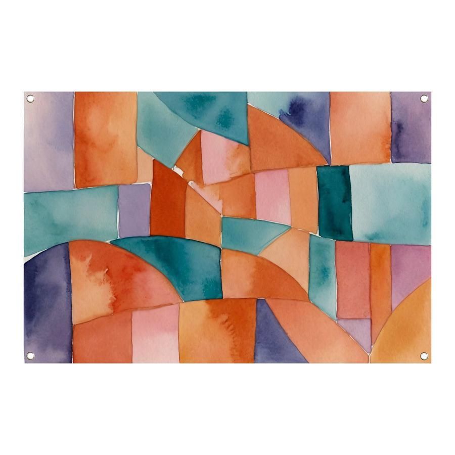 Abstracte Waterverf Mozaïek van Kleur tuinposter
