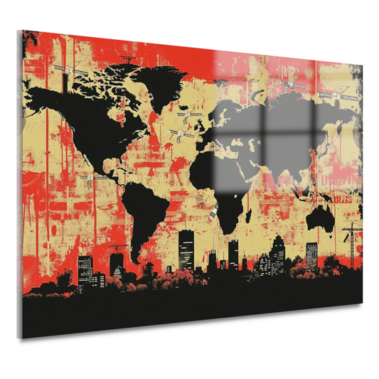 Minimalistische Wereldkaart acrylglas