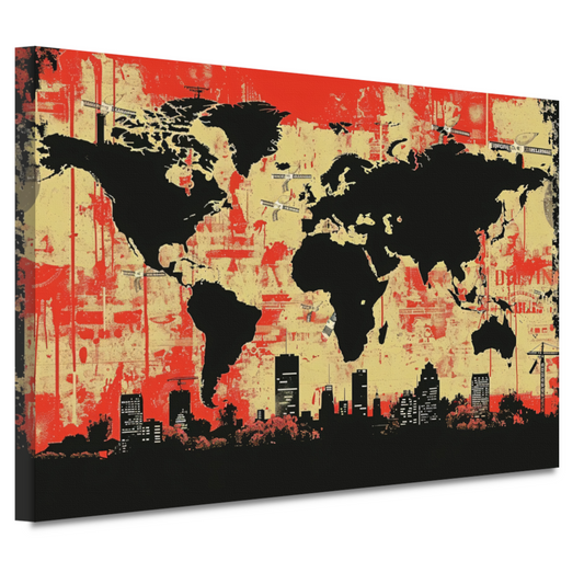 Minimalistische Wereldkaart canvas