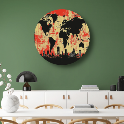 Minimalistische Wereldkaart forex muurcirkel