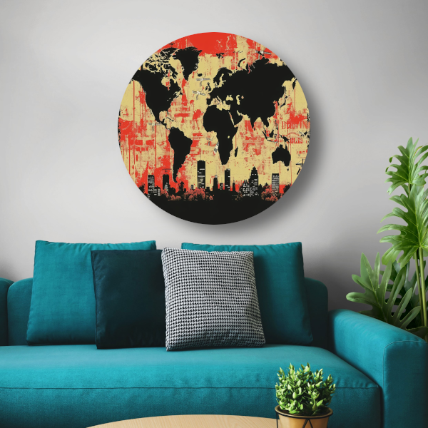 Minimalistische Wereldkaart forex muurcirkel