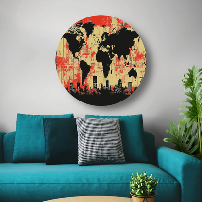 Minimalistische Wereldkaart forex muurcirkel
