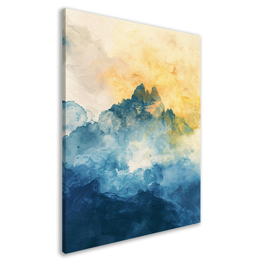 Abstract aquarel schilderij van bergen canvas