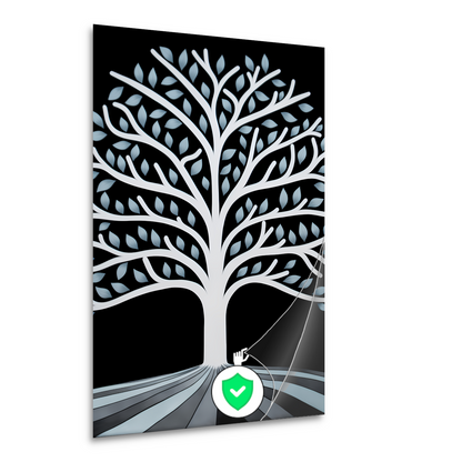 Gestileerde Boom met Perspectief en Blauwe Bladeren poster
