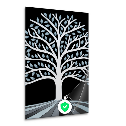 Gestileerde Boom met Perspectief en Blauwe Bladeren poster