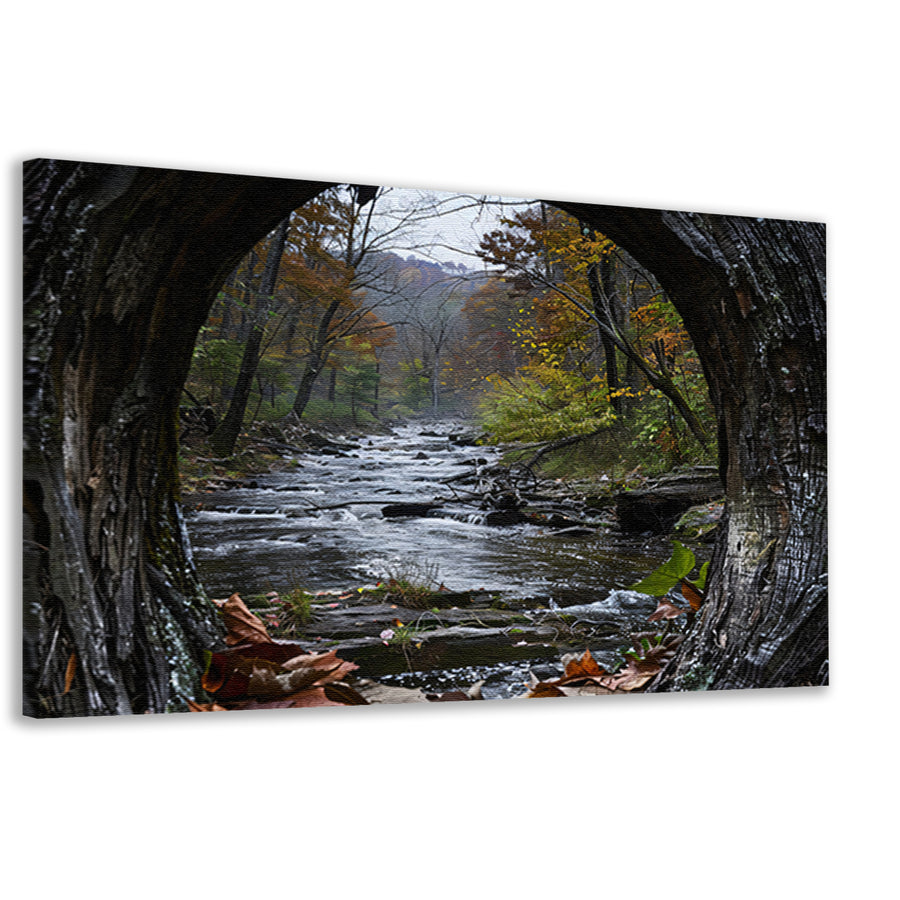 Herfstrivier omlijst door Natuurlijk Venster canvas
