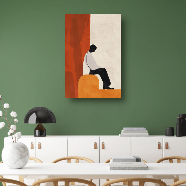 Stilistisch Minimalistisch Portret in Oranje en Zwart canvas