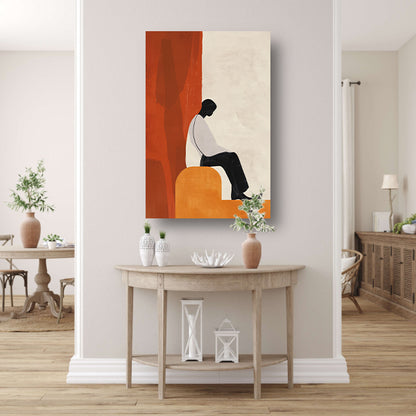 Stilistisch Minimalistisch Portret in Oranje en Zwart canvas