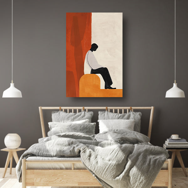 Stilistisch Minimalistisch Portret in Oranje en Zwart canvas