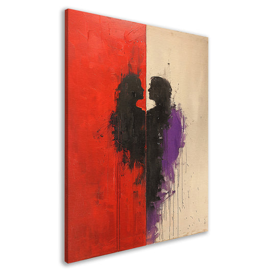 Abstract Expressionistisch Portret van een Omhelzing canvas