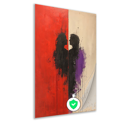 Abstract Expressionistisch Portret van een Omhelzing poster