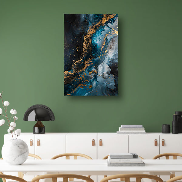 Blauw en Goud Abstract Expressionisme canvas