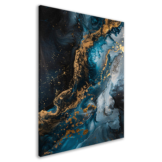 Blauw en Goud Abstract Expressionisme canvas