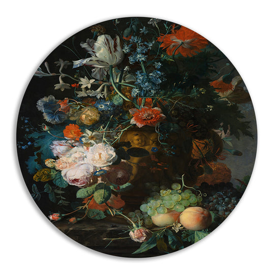 Bloemen en Fruit - Jan van Huysum aluminium muurcirkel