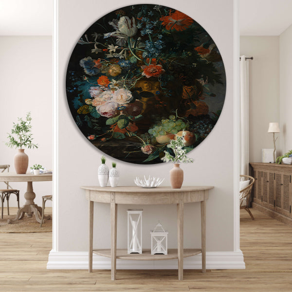Bloemen en Fruit - Jan van Huysum aluminium muurcirkel