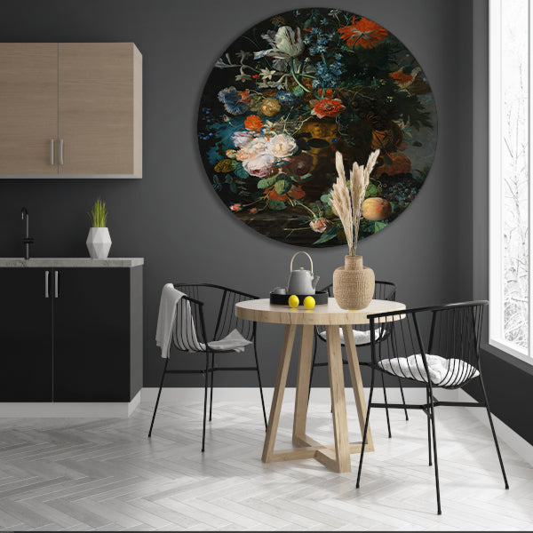Bloemen en Fruit - Jan van Huysum aluminium muurcirkel
