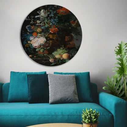Bloemen en Fruit - Jan van Huysum aluminium muurcirkel