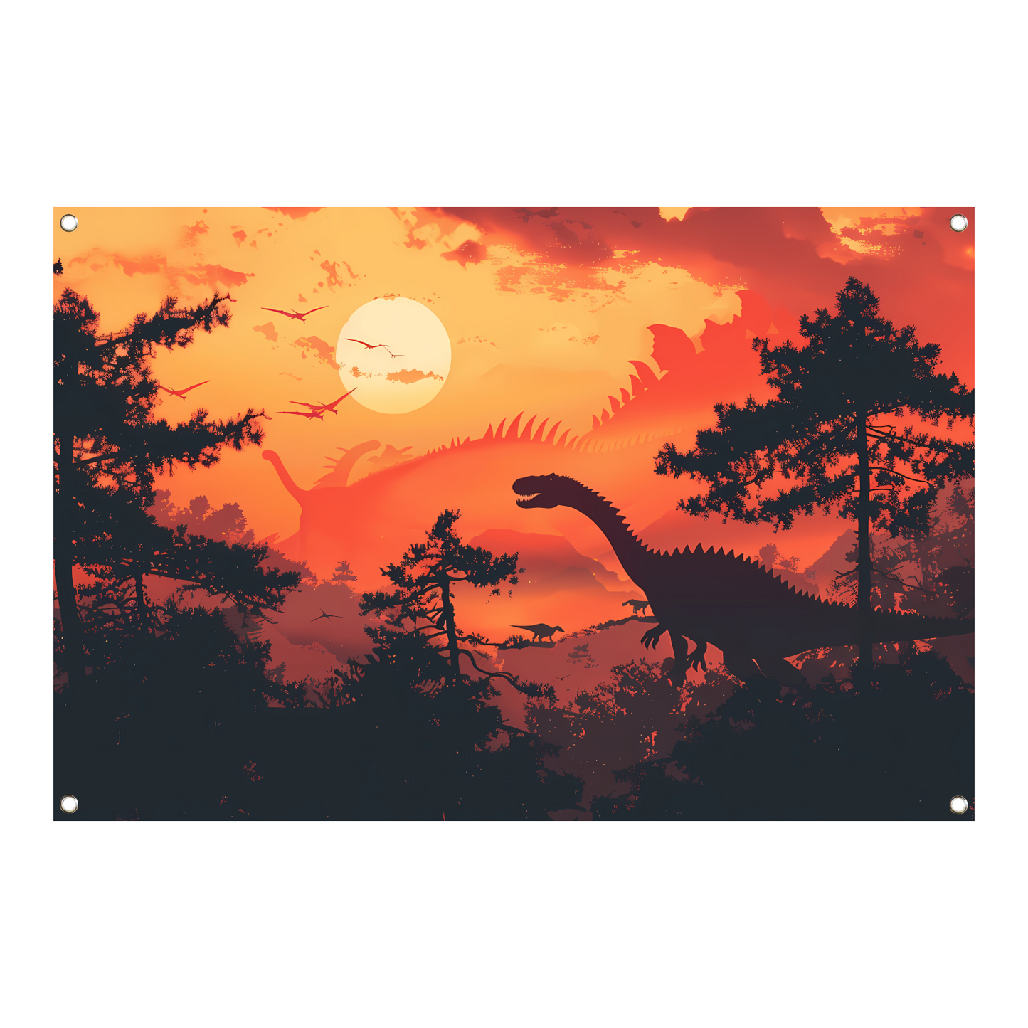 Dinozonsondergang tuinposter