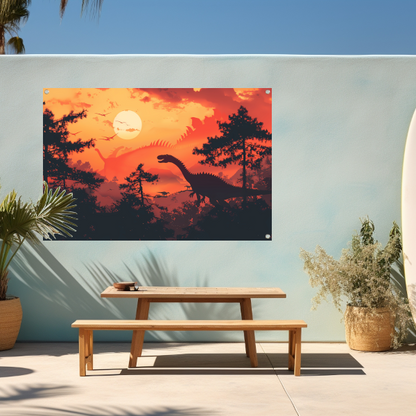 Dinozonsondergang tuinposter