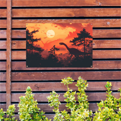 Dinozonsondergang tuinposter