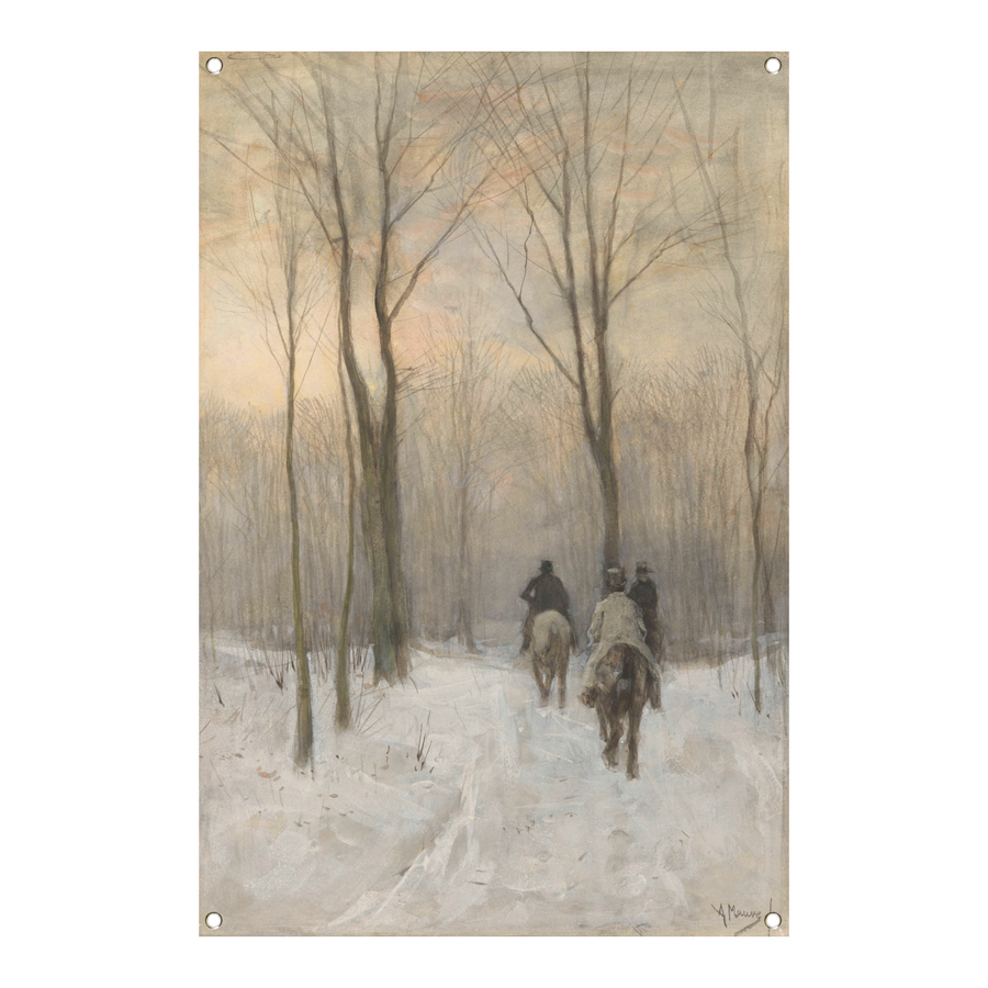 Ruiters in de sneeuw in het Haagse Bos - Anton Mauve tuinposter