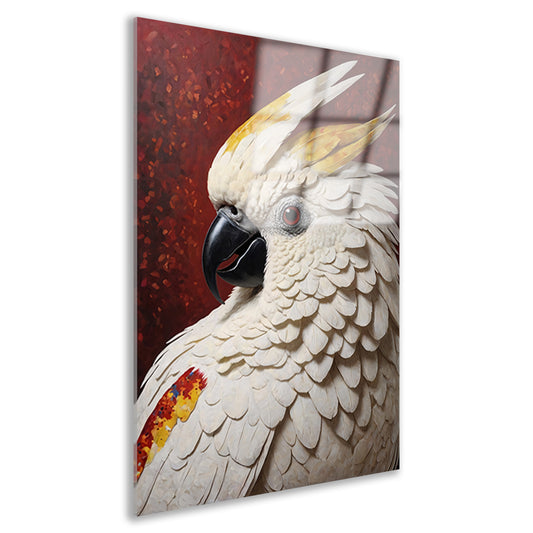 Kakatoe met Rode Ogen en Gele Kuif Acrylglas