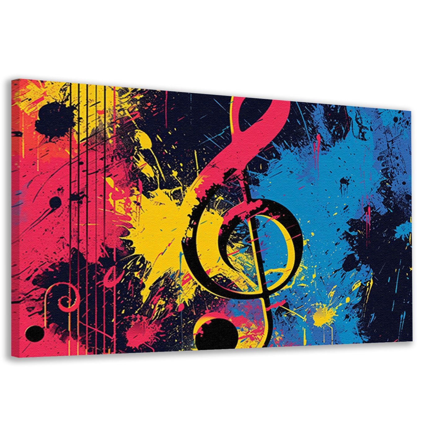 Abstracte muzieksleutel met kleurrijke spetters  canvas