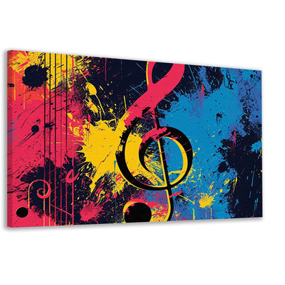 Abstracte muzieksleutel met kleurrijke spetters  canvas